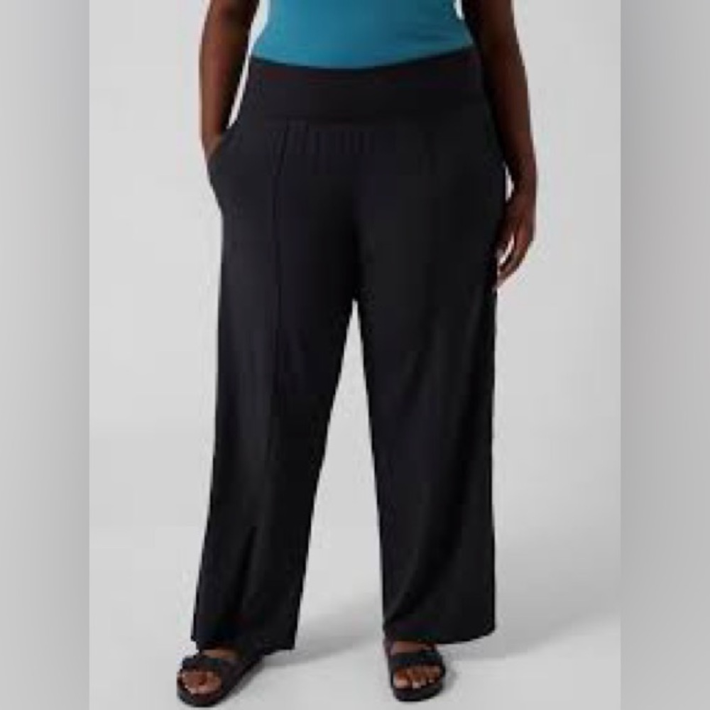Athleta Black Wide-Leg Pull-On Pants
